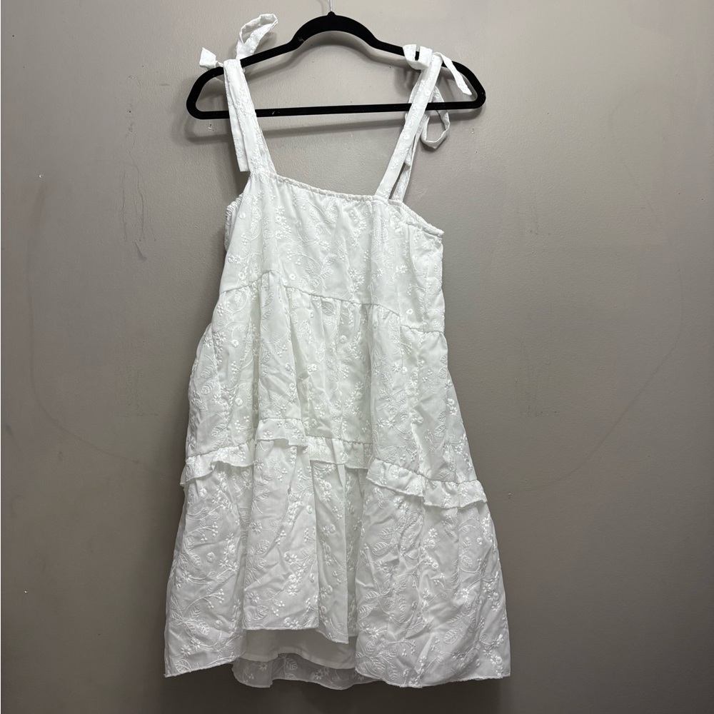 White Sleeveless Dress with Bow Straps